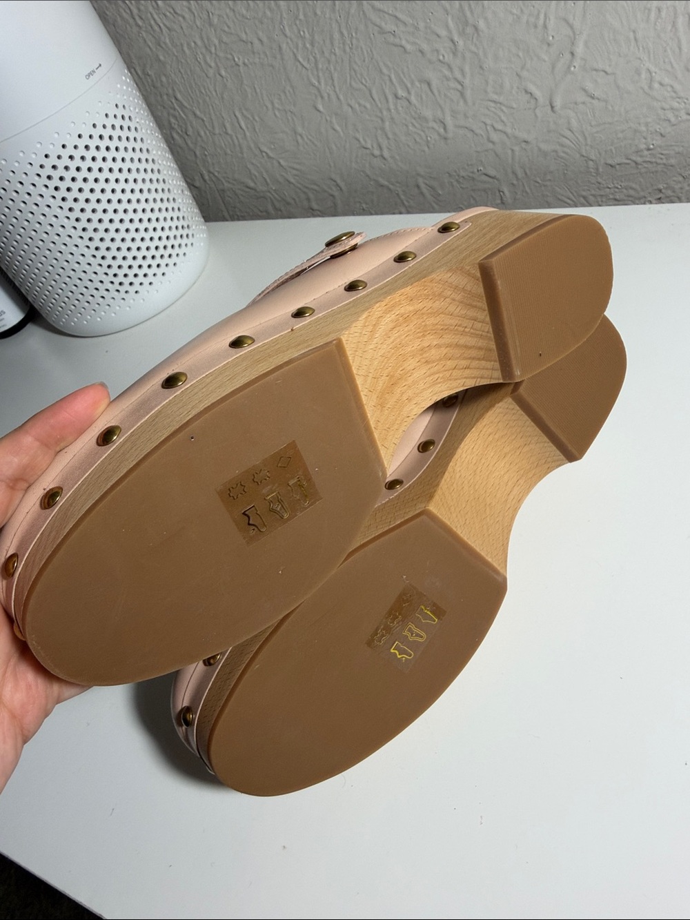 J. Crew Women’s Nude Faux-Leather Studded Clog Mules - Picture 4 of 5